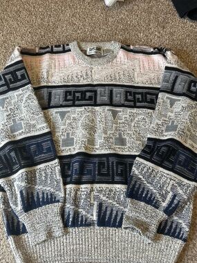 City Streets Men's Patterned Crewneck Sweater - Gray, Black, Pink
